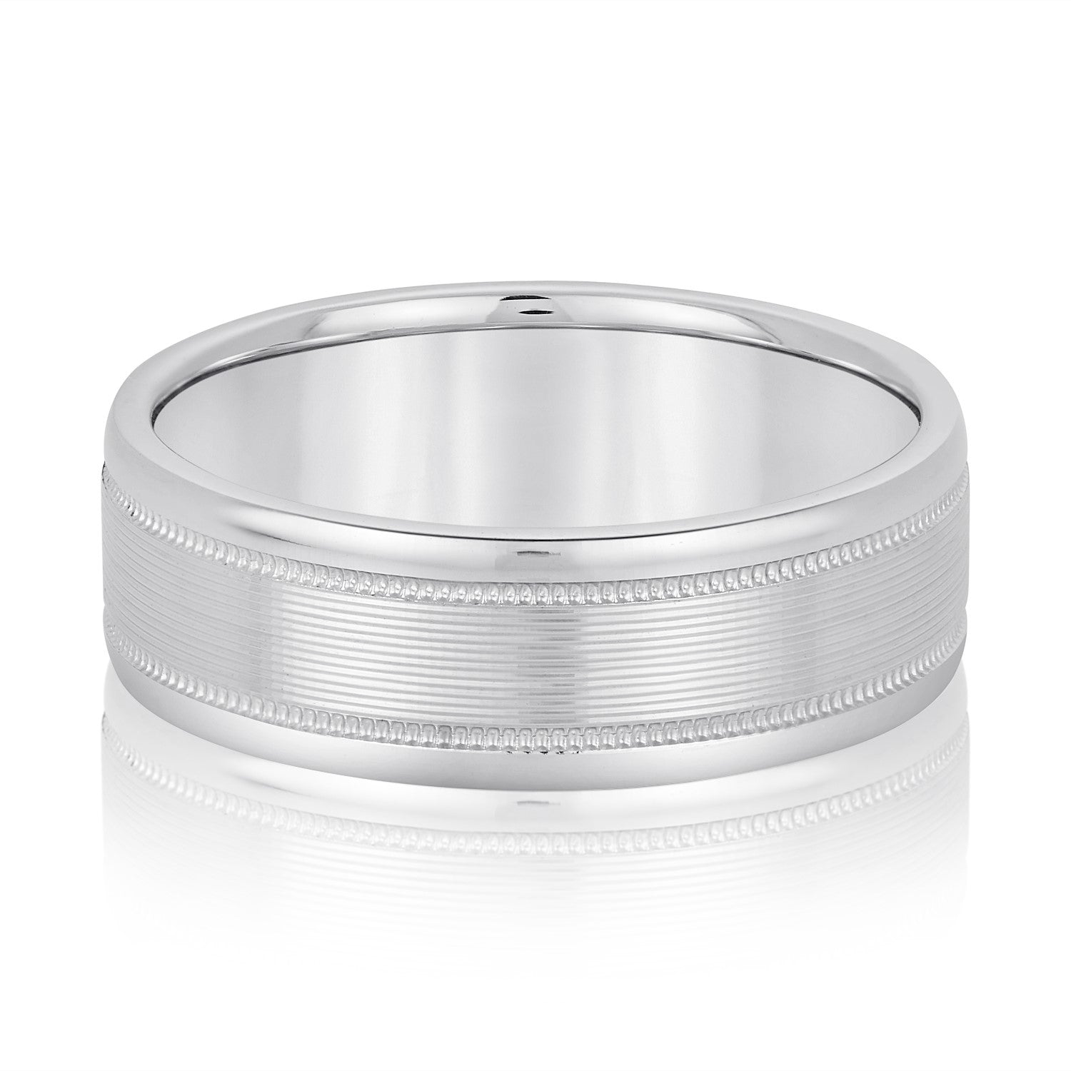 Classic 8 Millimeter Men's Wedding Band in Polished Finish with SI1-SI2 G-H Diamonds