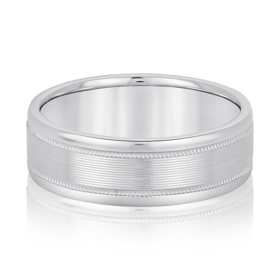 Classic 8 Millimeter Men's Wedding Band in Polished Finish with SI1-SI2 G-H Diamonds