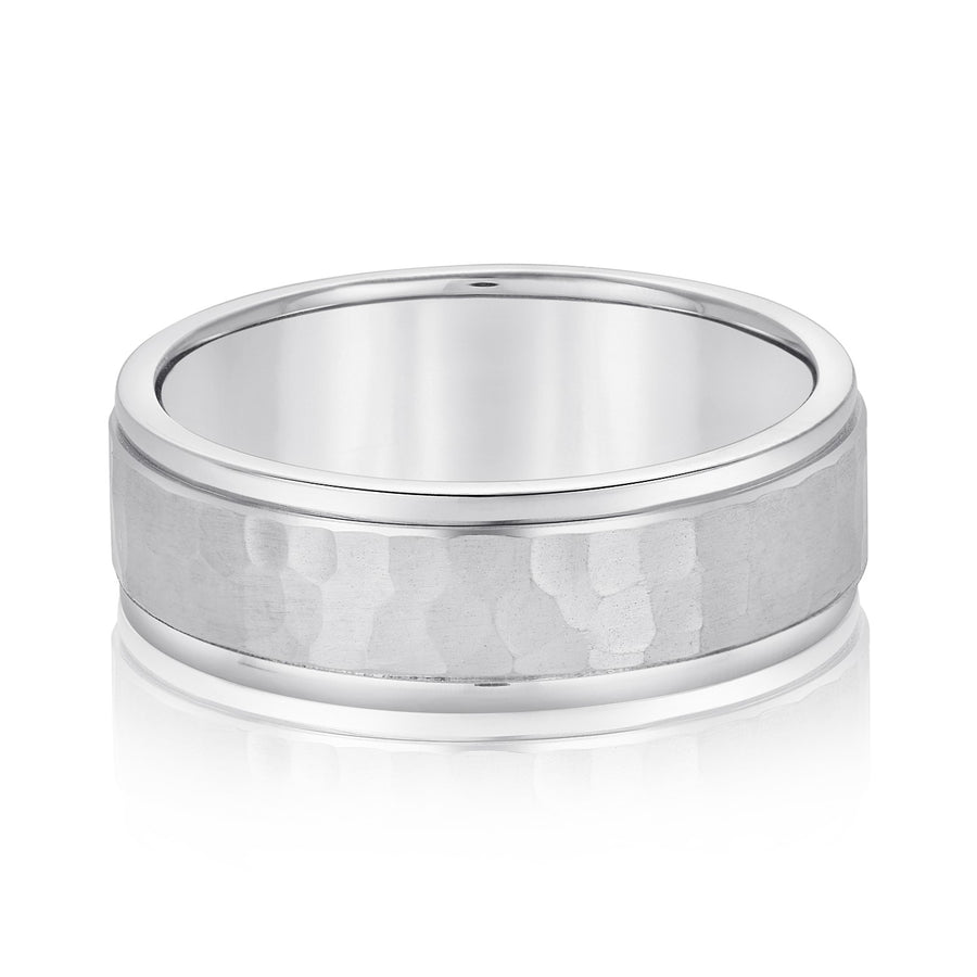 Classic 8 Millimeter Men's Wedding Band in Polished Finish with Diamond Accents