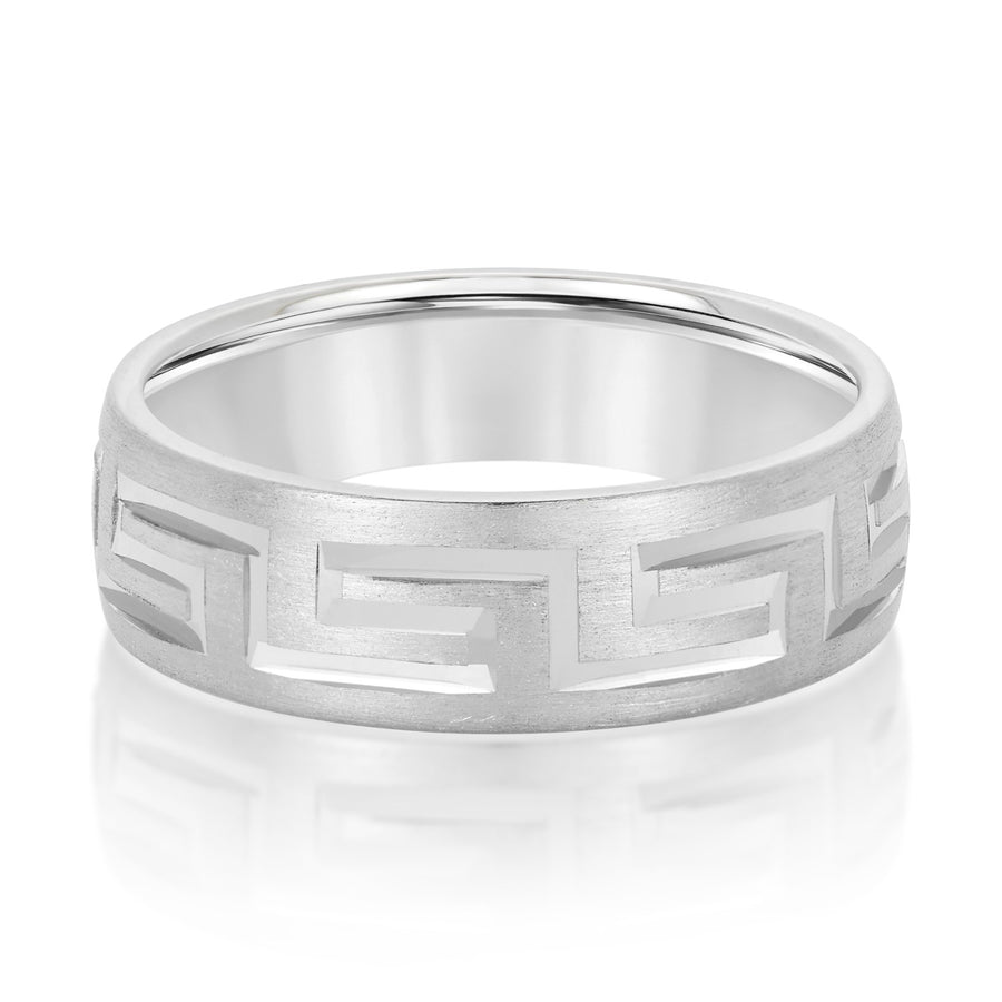 Classic 8 Millimeter Men's Wedding Band in Polished Finish with SI1-SI2 G-H Diamonds