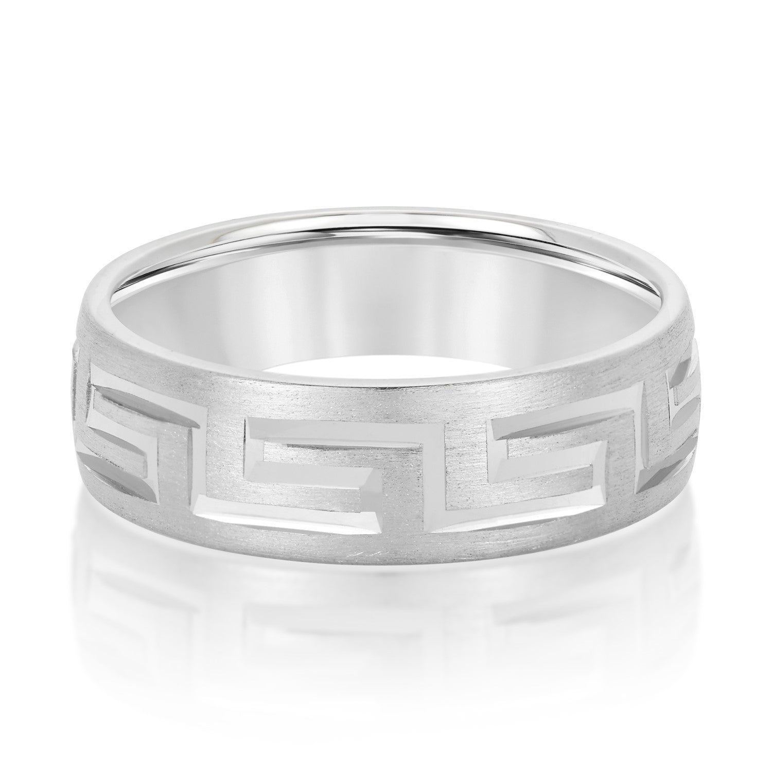 Classic 7 Millimeter Men's Wedding Band in Polished Finish with SI1-SI2 G-H Diamonds