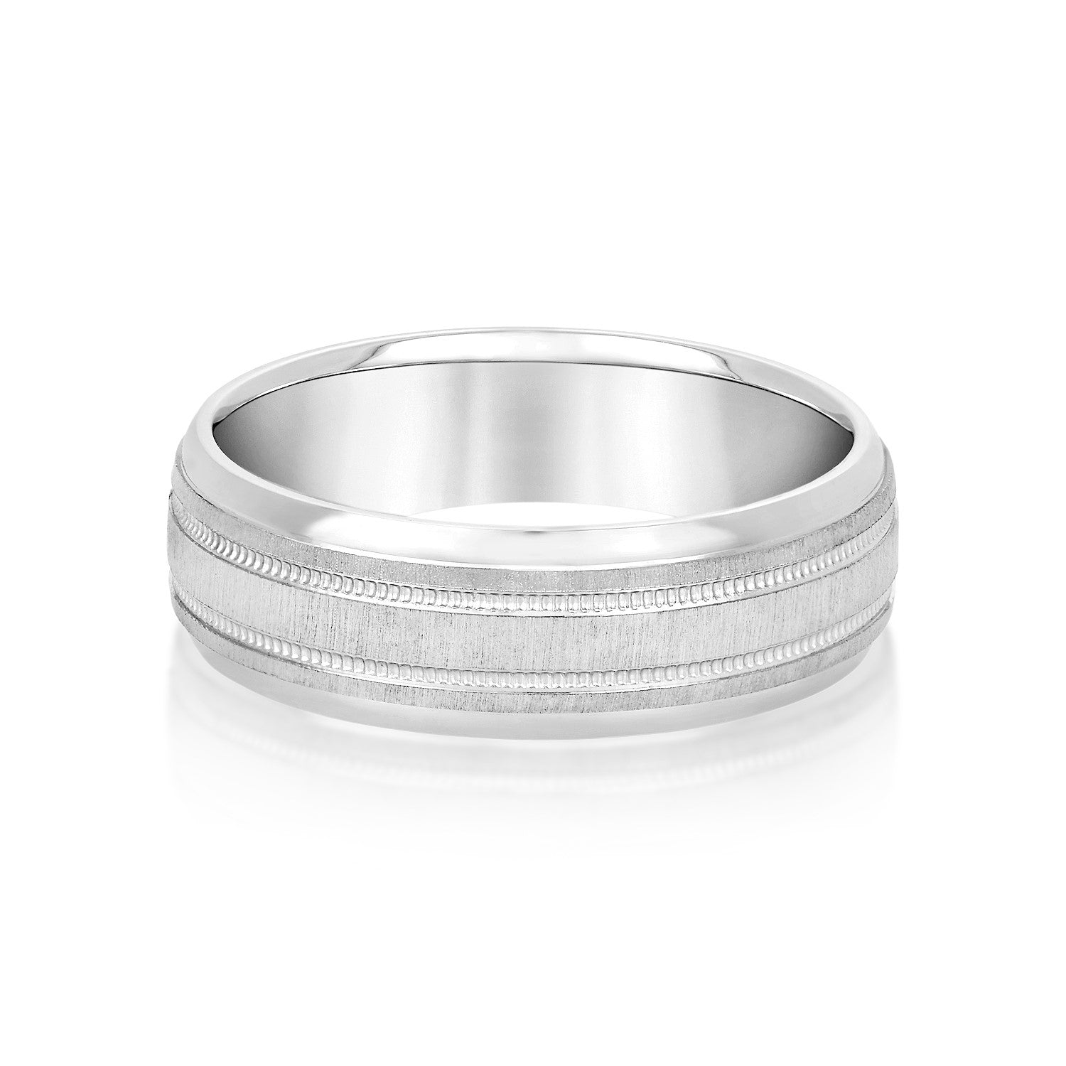 Classic 7 Millimeter Men's Wedding Band in Polished Finish with SI1-SI2 G-H Diamonds