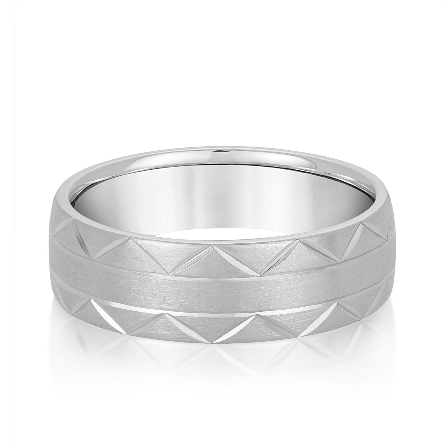Classic 8 Millimeter Men's Wedding Band in Polished Finish with SI1-SI2 G-H Diamonds