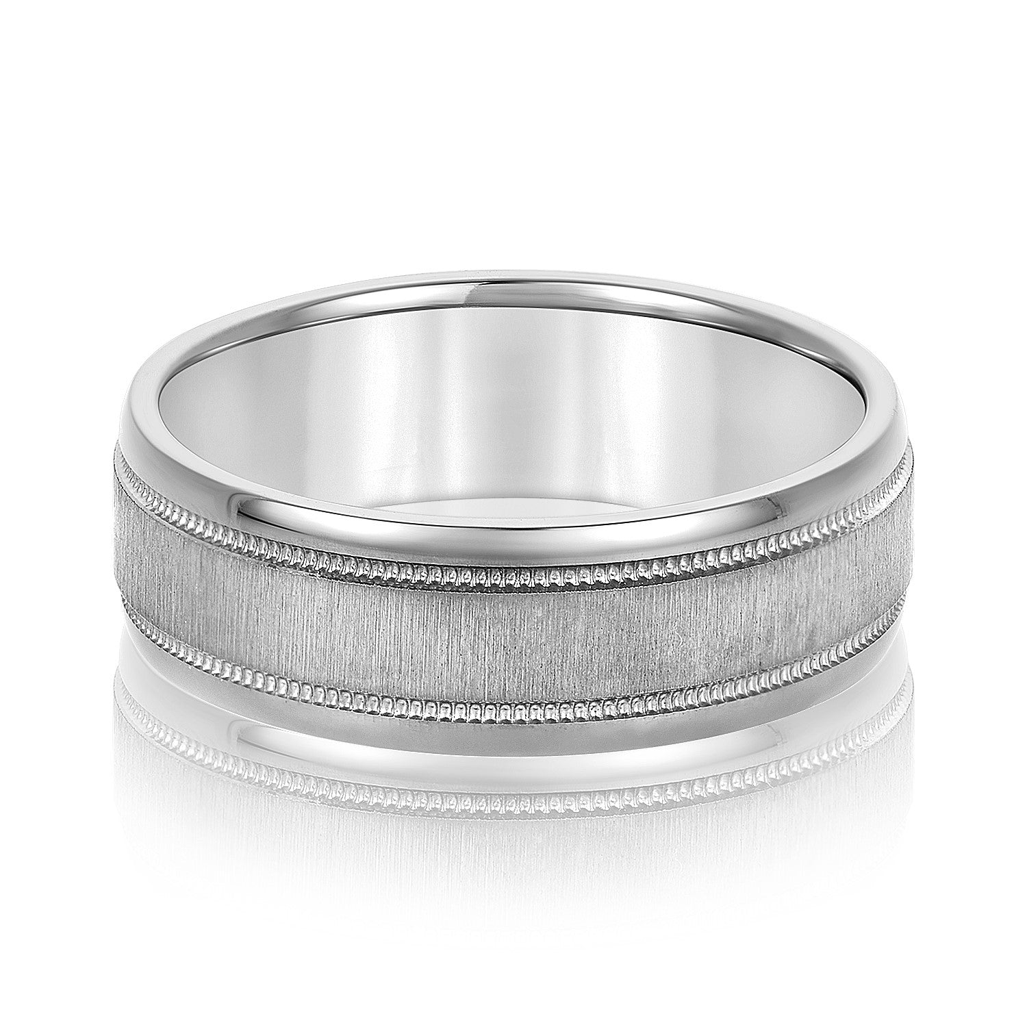 Classic 8 Millimeter Men's Wedding Band in Polished Finish with SI1-SI2 G-H Diamonds