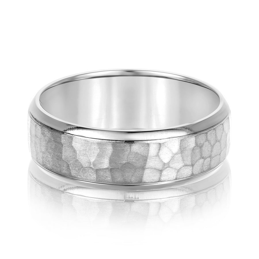 Classic 8 Millimeter Men's Wedding Band in Polished Finish with SI1-SI2 G-H Diamonds