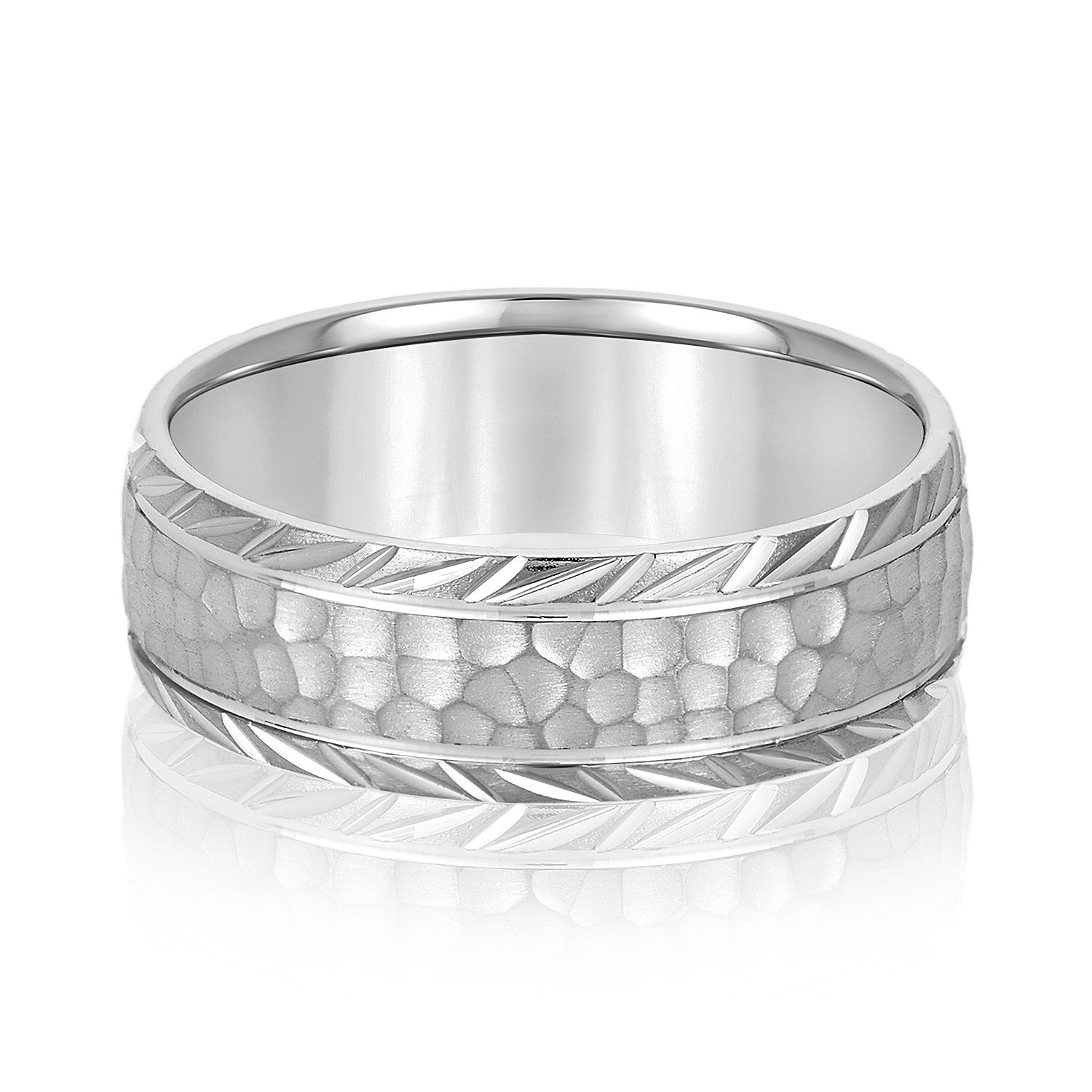 Classic 7 Millimeter Men's Wedding Band in Polished Finish with SI1-SI2 G-H Diamonds