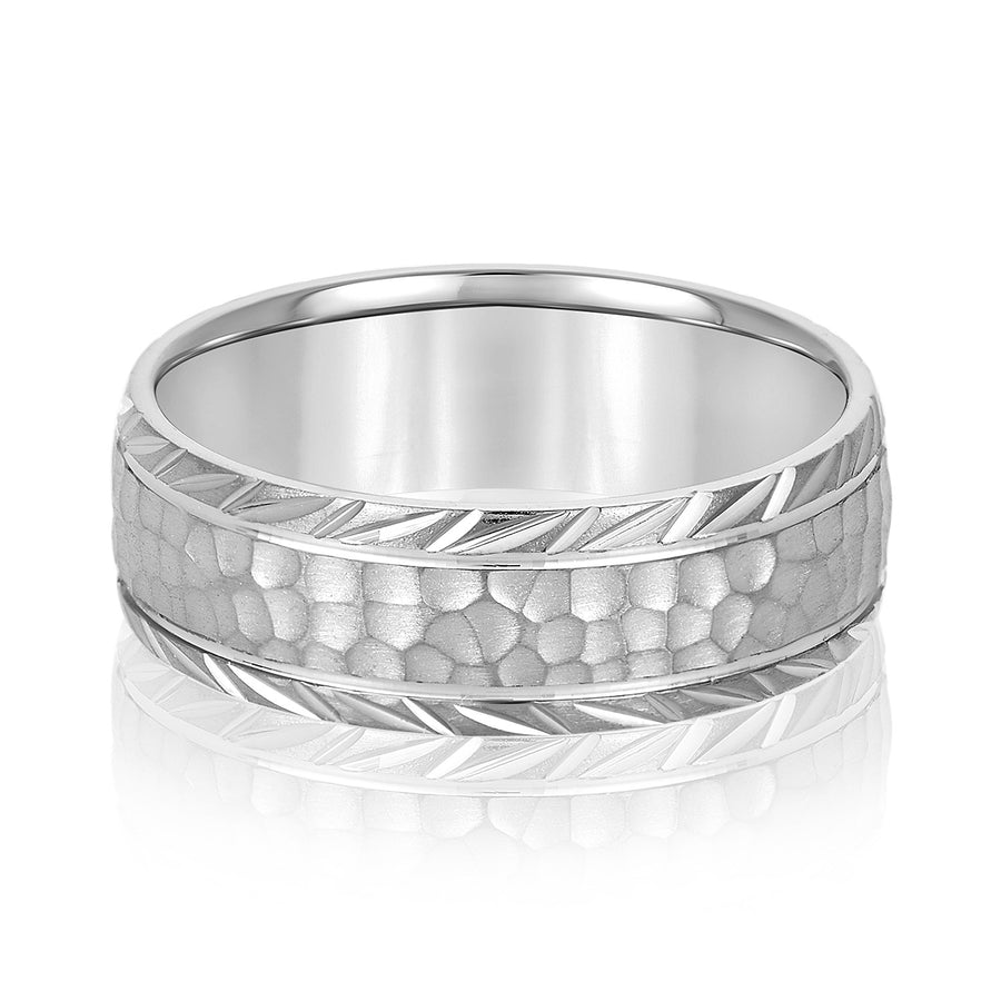 Classic 7 Millimeter Men's Wedding Band in Polished Finish with SI1-SI2 G-H Diamonds