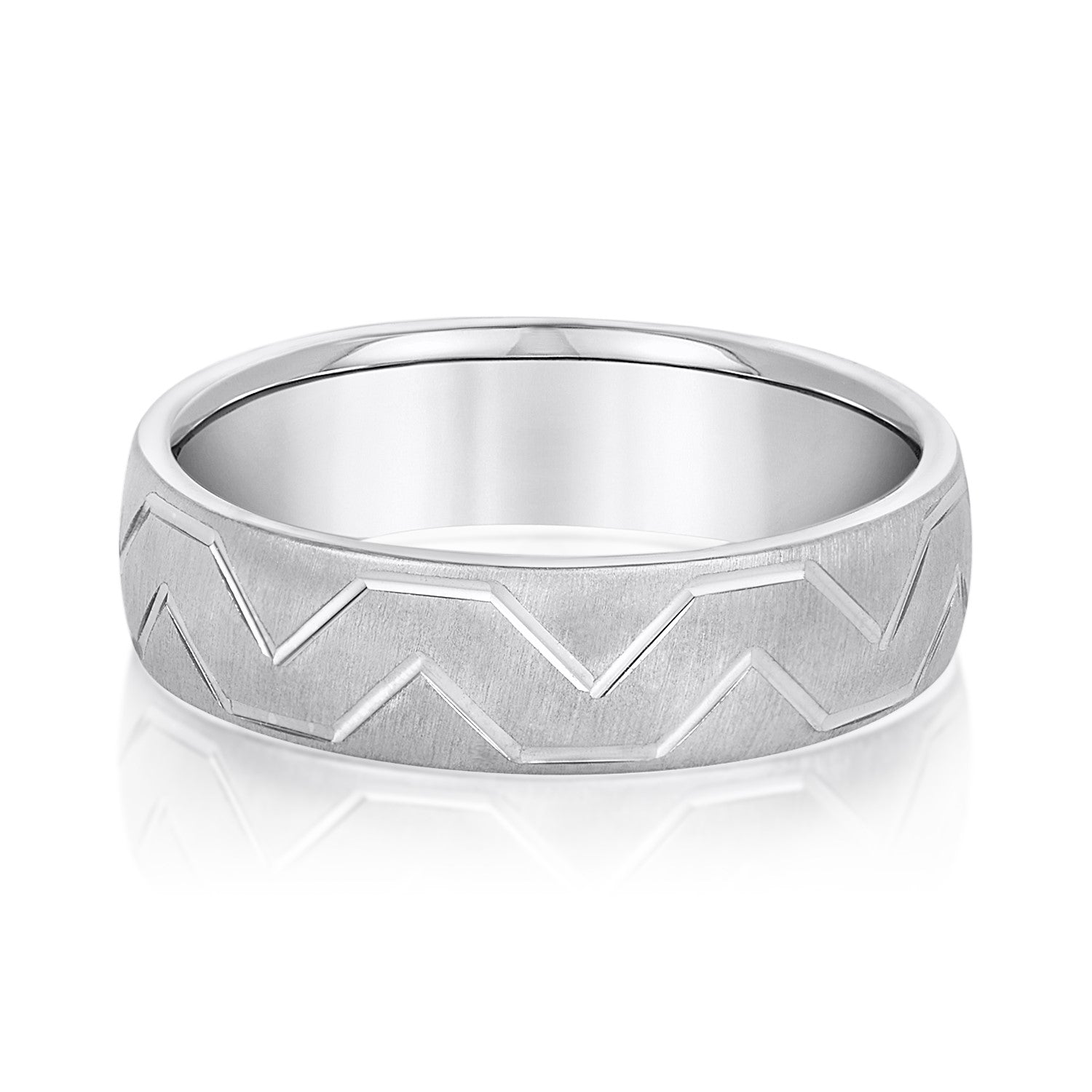 Classic 7 Millimeter Men's Wedding Band in Polished Finish with SI1-SI2 G-H Diamonds