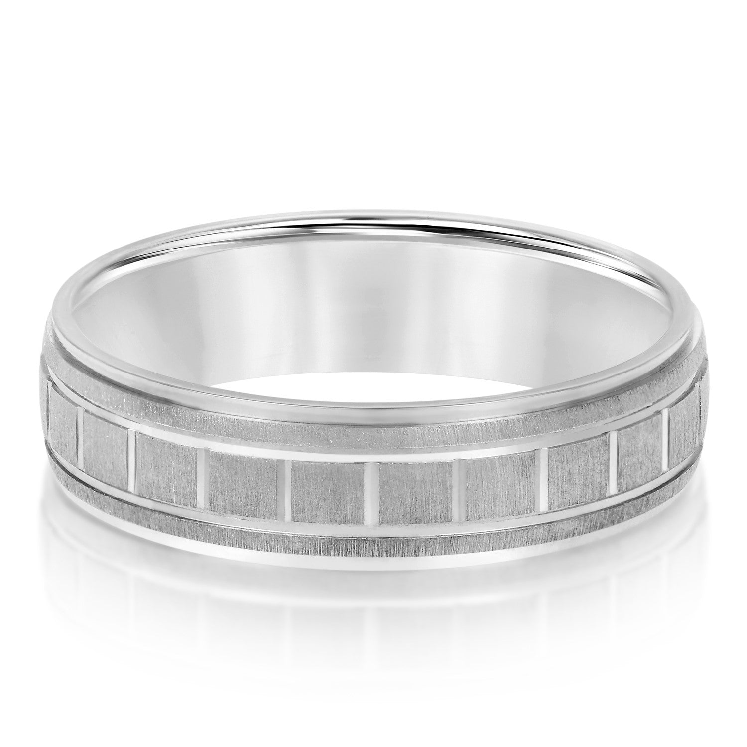 Classic 8 Millimeter Men's Wedding Band in Polished Finish with SI1-SI2 G-H Diamonds
