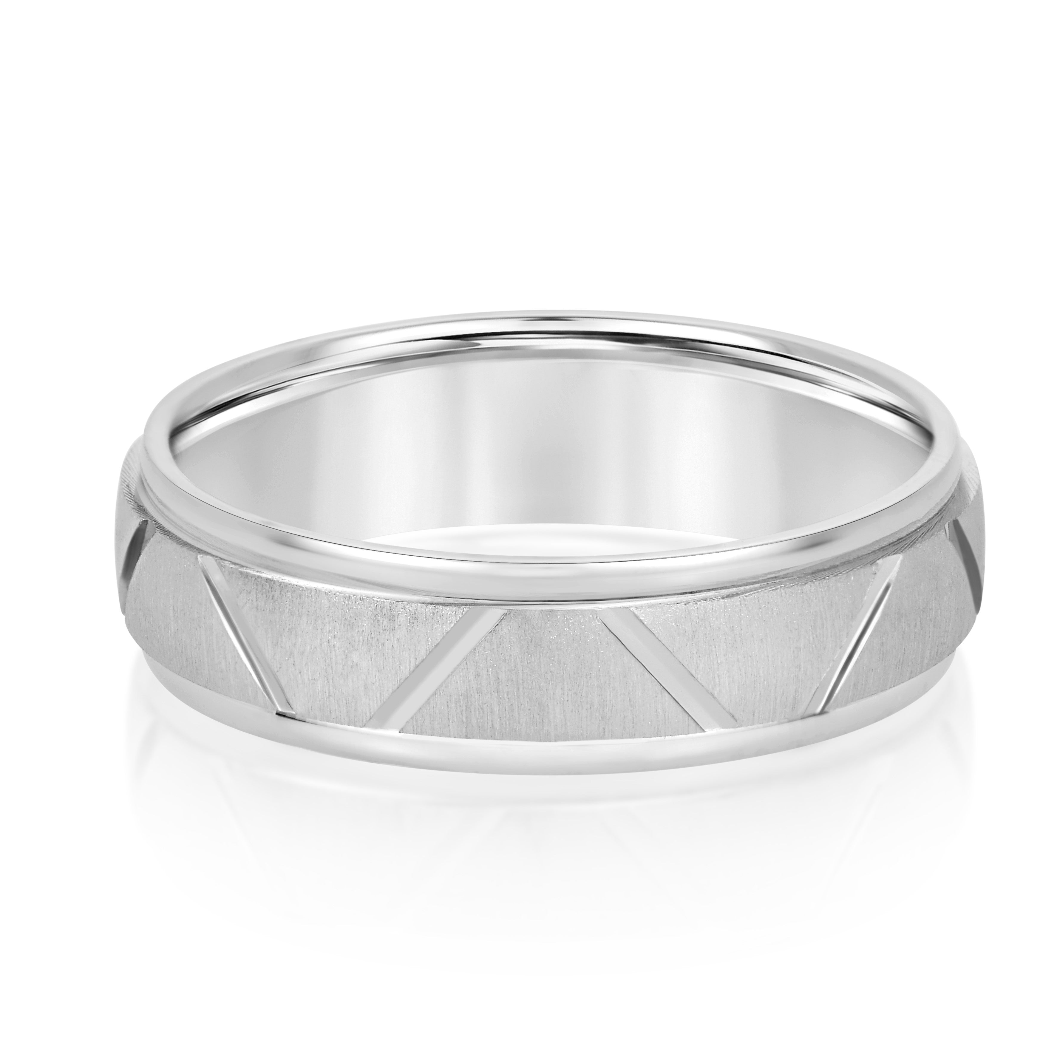 Classic 7 Millimeter Men's Wedding Band in Polished Finish with SI1-SI2 G-H Diamonds