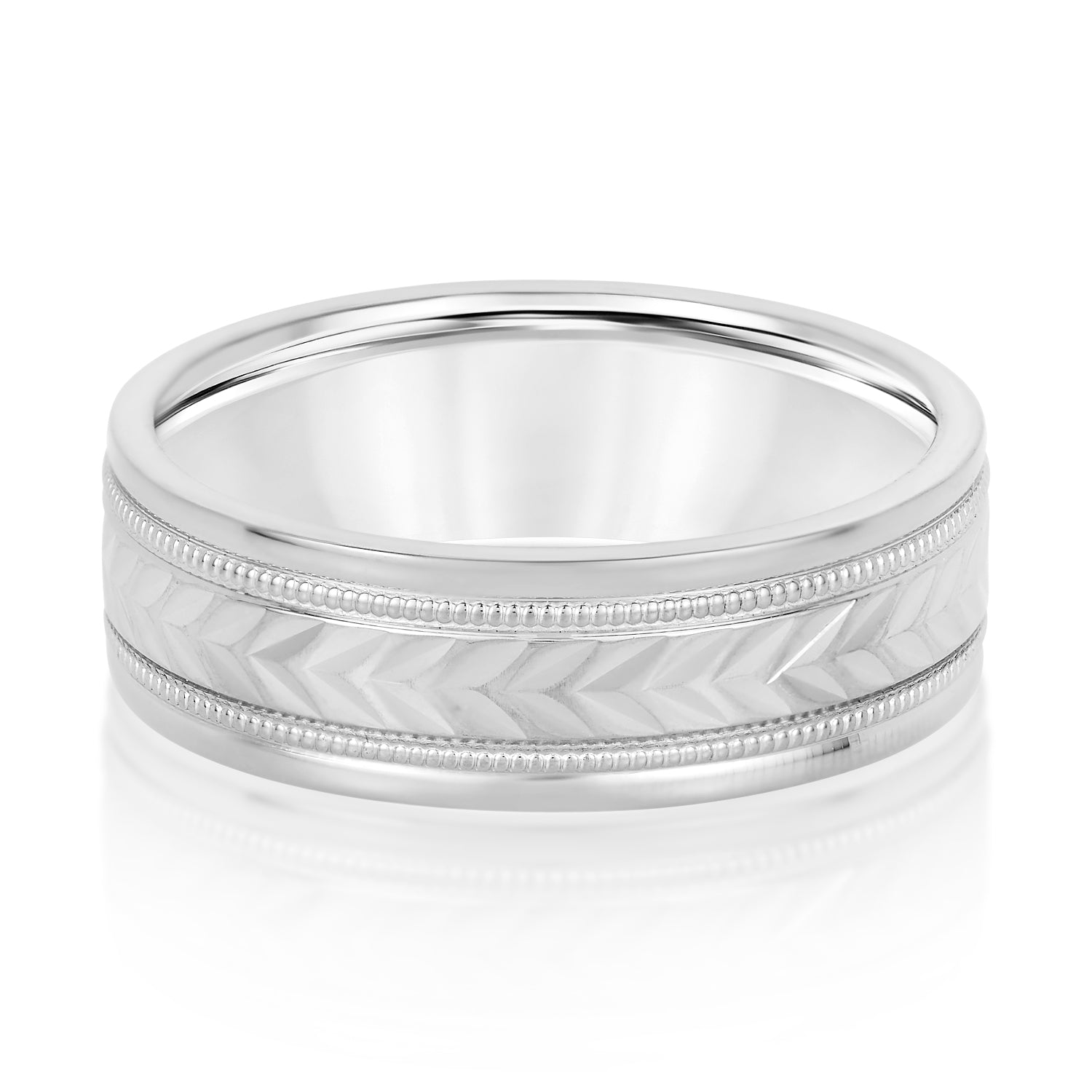Classic 8 Millimeter Men's Wedding Band in Polished Finish with SI1-SI2 G-H Diamonds