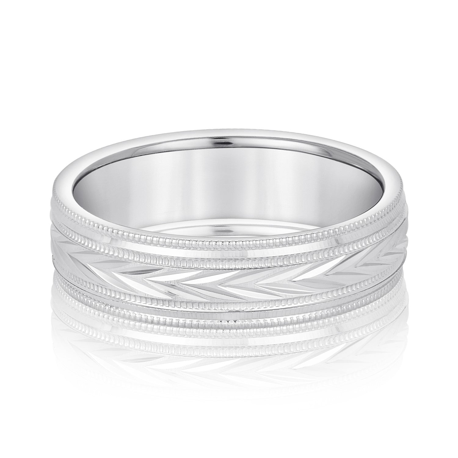 Classic 7 Millimeter Men's Wedding Band in Polished Finish, Diamond Accents SI1-SI2 G-H Quality