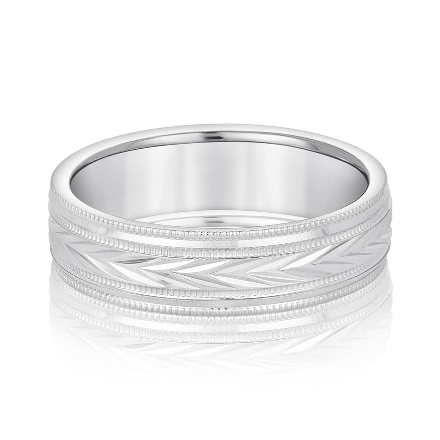 Classic 7 Millimeter Men's Wedding Band in Polished Finish, Diamond Accents SI1-SI2 G-H Quality