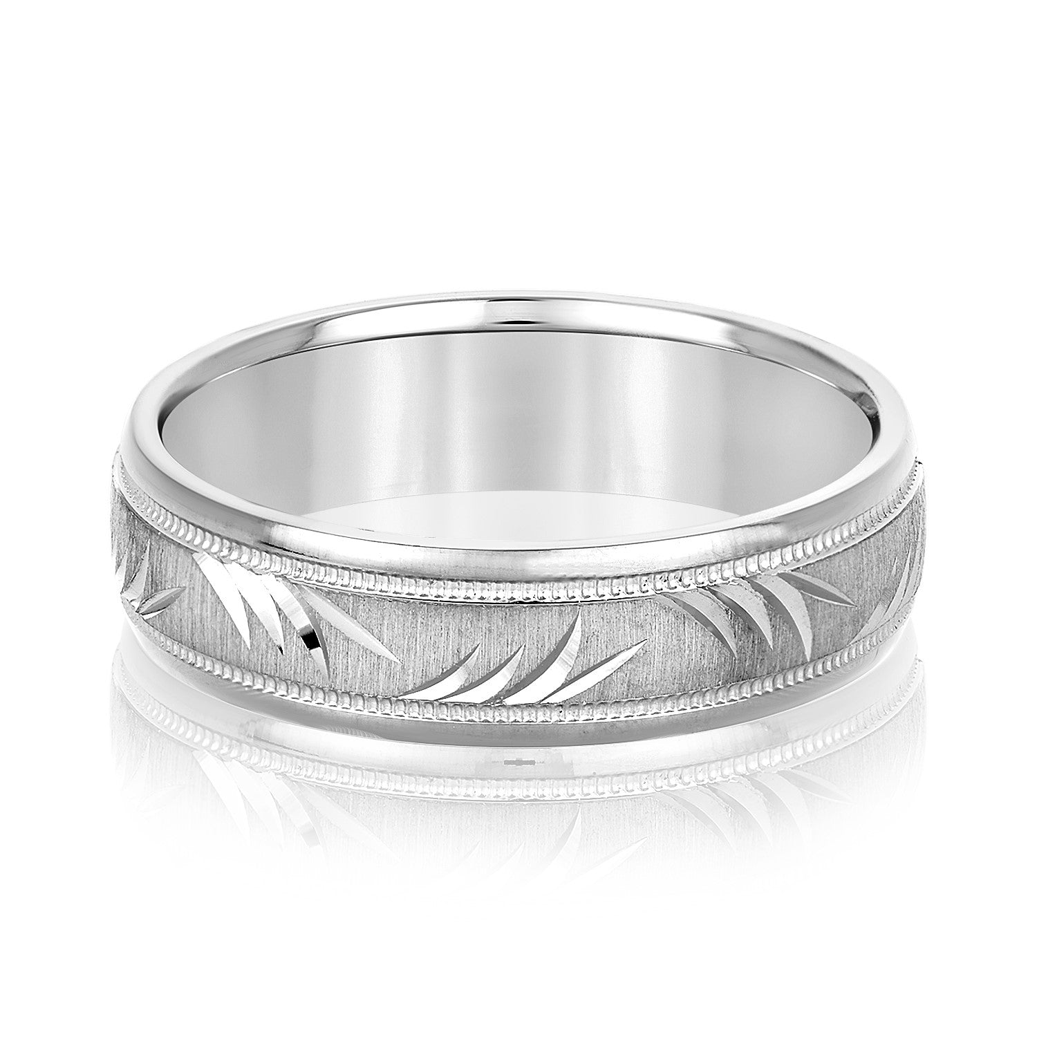 Classic 8 Millimeter Men's Wedding Band in Polished Finish with SI1-SI2 G-H Diamonds