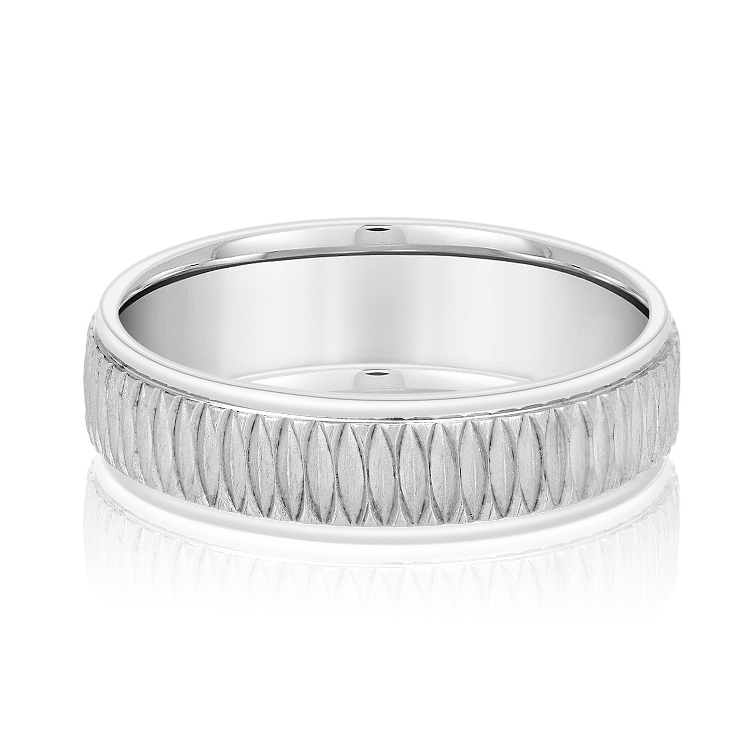 Classic 8 Millimeter Men's Wedding Band in Polished Finish with SI1-SI2 G-H Diamonds