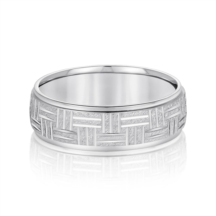 Classic 8 Millimeter Men's Wedding Band in Polished Finish with SI1-SI2 G-H Diamonds