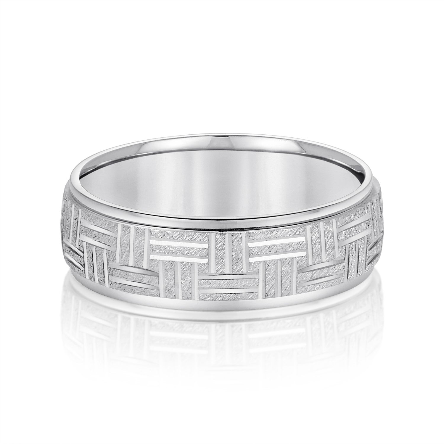 Classic 7 Millimeter Men's Wedding Band in Polished Finish with SI1-SI2 G-H Diamonds