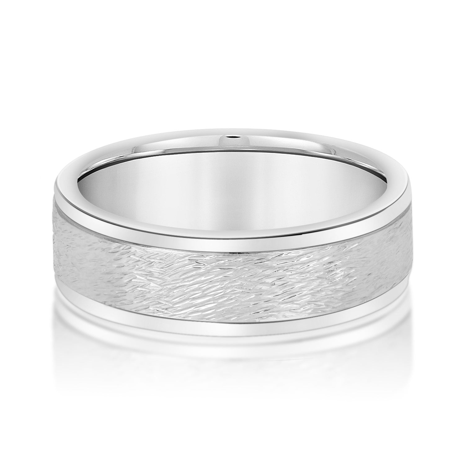 Classic 7 Millimeter Men's Wedding Band in Polished Finish with SI1-SI2 G-H Diamonds