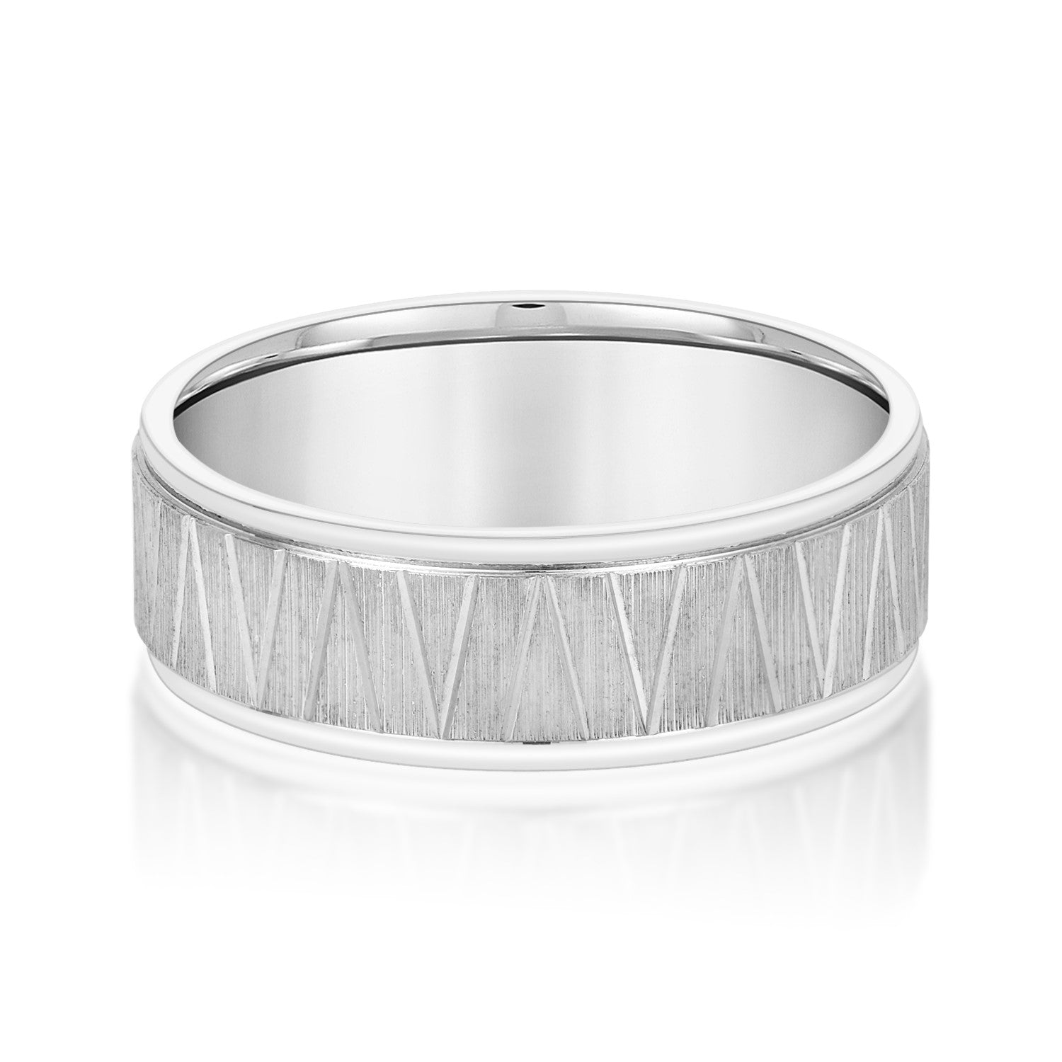 Classic 7 Millimeter Men's Wedding Band in Polished Finish with SI1-SI2 G-H Diamonds