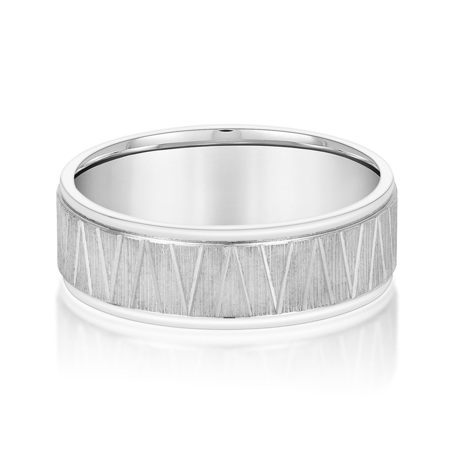 Classic 7 Millimeter Men's Wedding Band in Polished Finish with SI1-SI2 G-H Diamonds