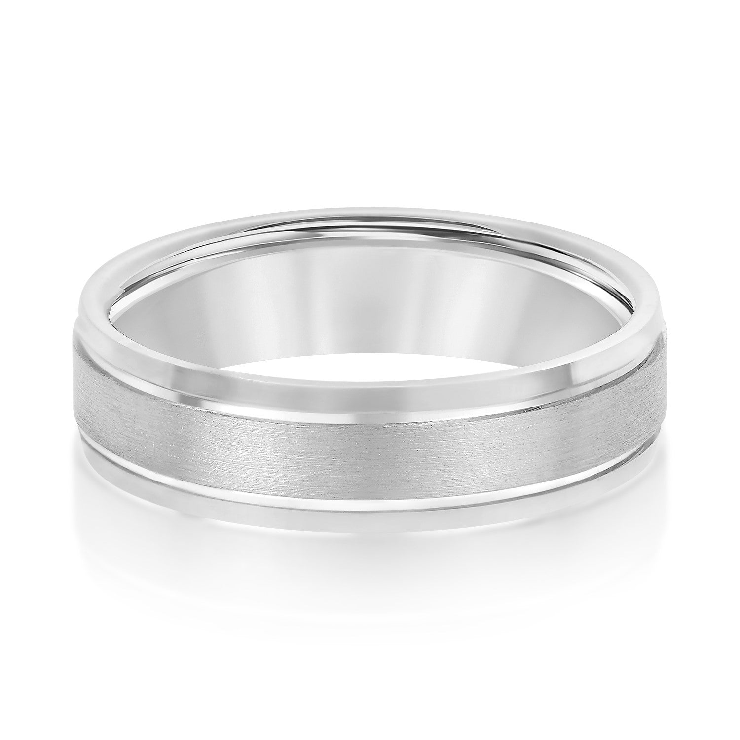 Lightweight 5 Millimeter Men's Wedding Band in Polished Finish, Diamond Accents SI1-SI2 G-H Quality