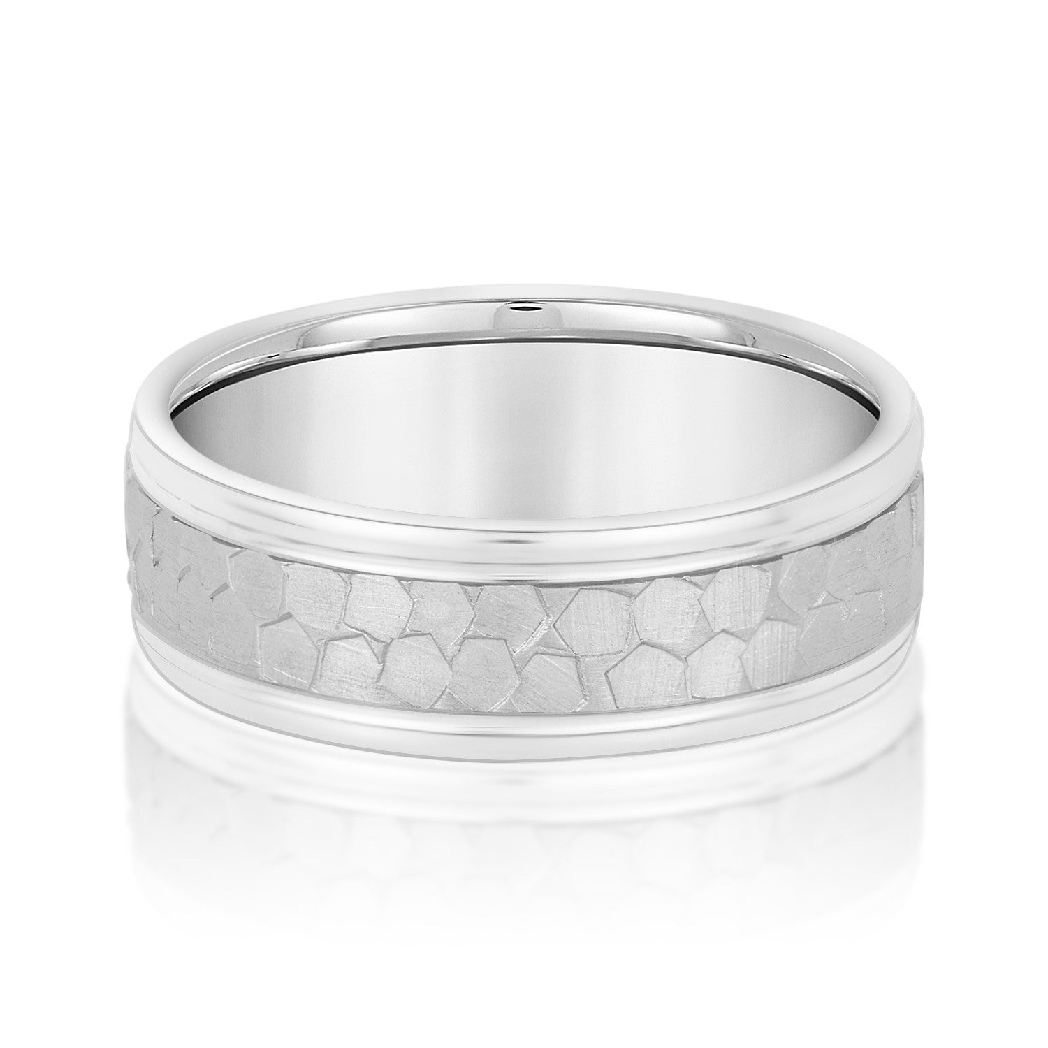 Classic 8 Millimeter Men's Wedding Band in Polished Finish with SI1-SI2 G-H Diamonds