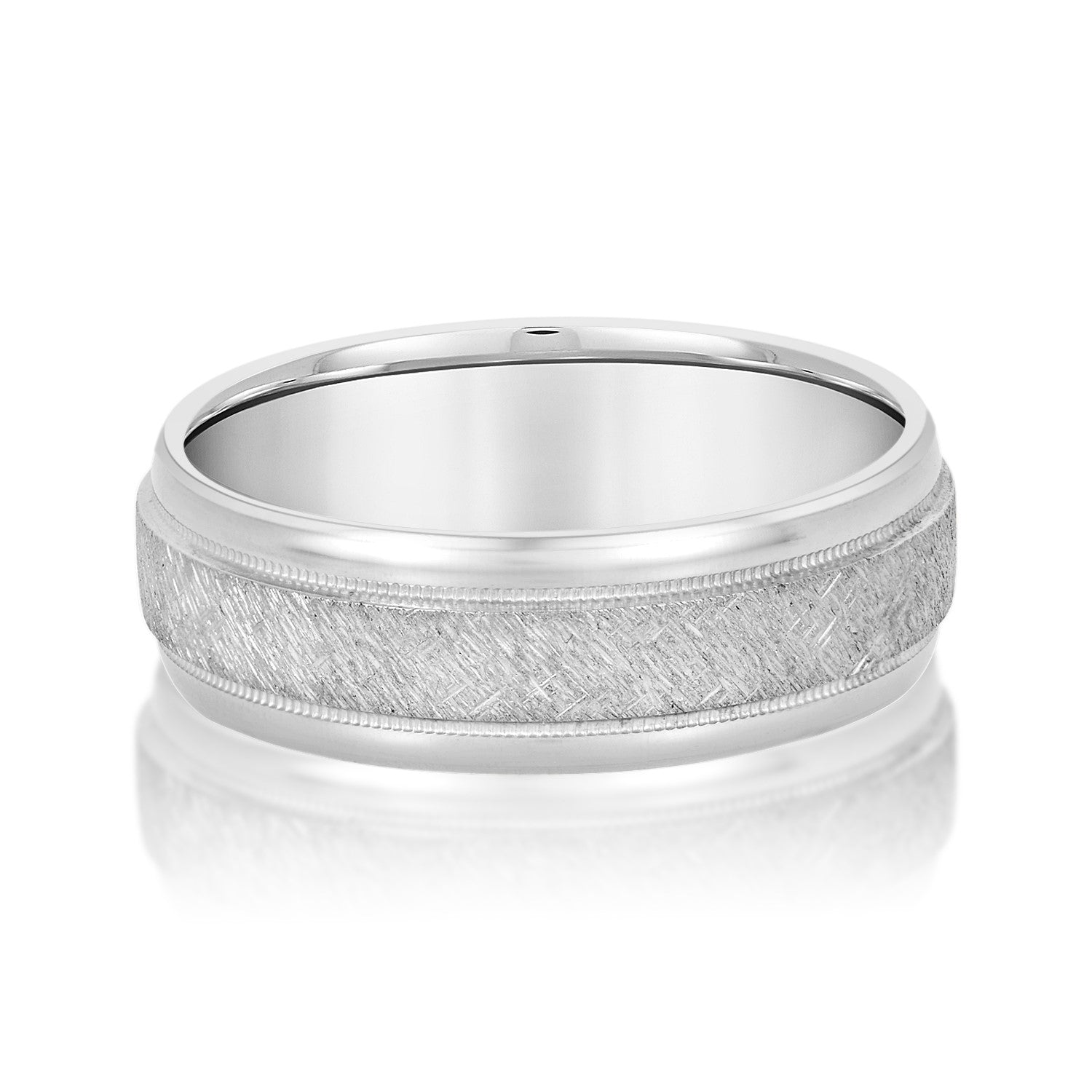 Classic 7 Millimeter Men's Wedding Band in Polished Finish with SI1-SI2 G-H Diamonds