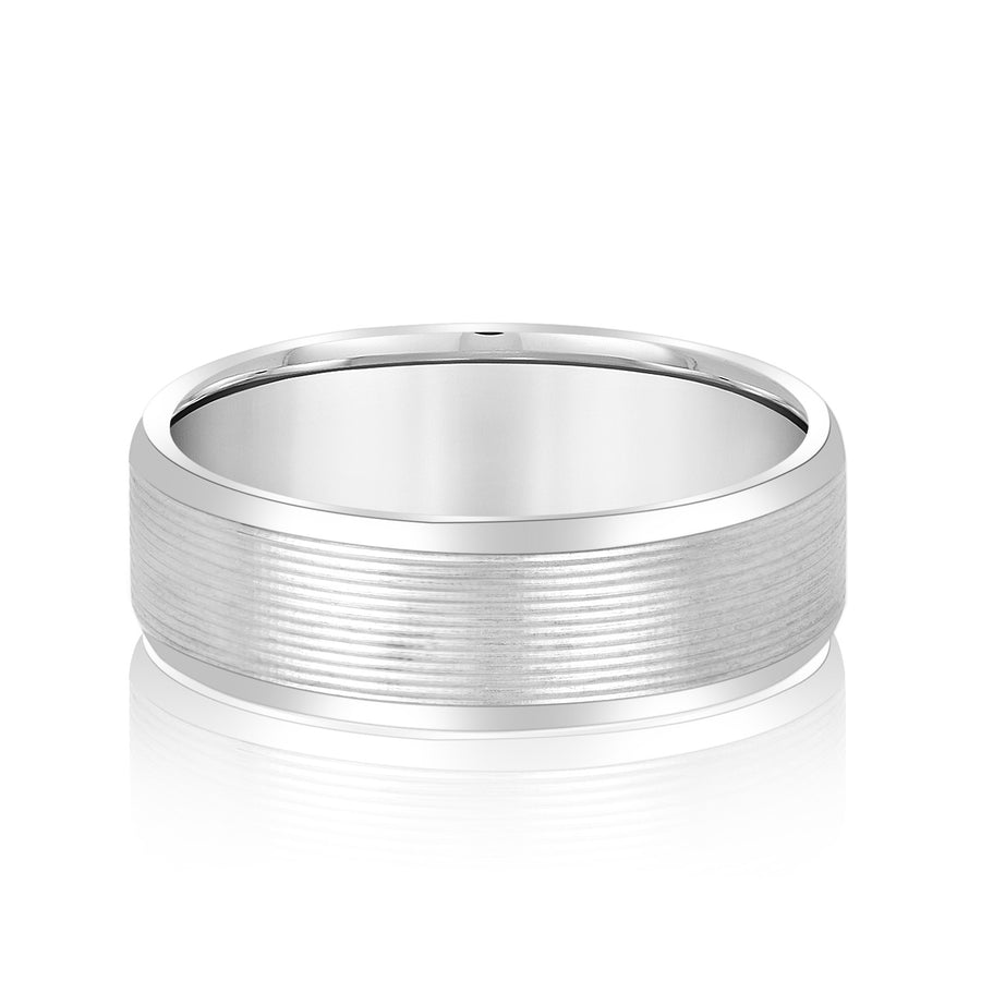 Classic 7 Millimeter Men's Wedding Band in Polished Finish, Diamond Accents SI1-SI2 G-H Quality