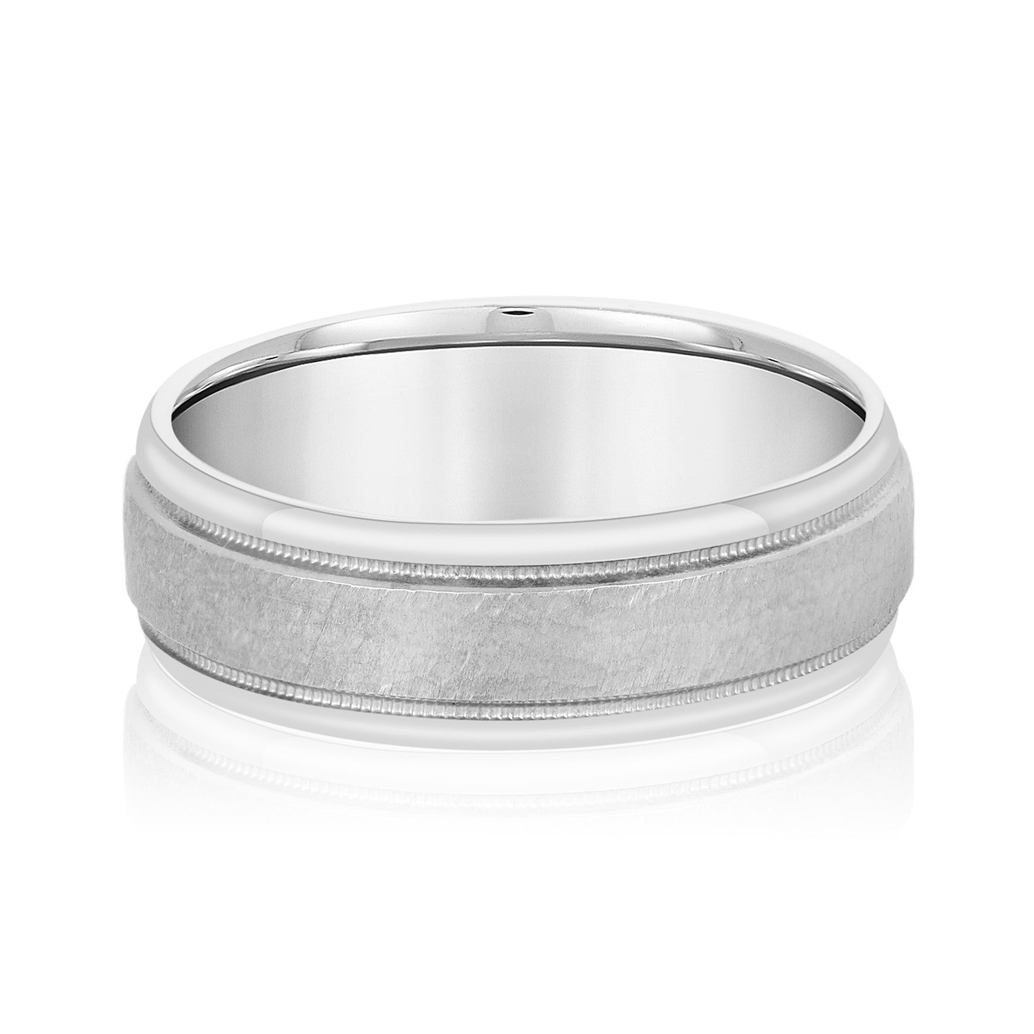 Classic 8 Millimeter Men's Wedding Band in Polished Finish with SI1-SI2 G-H Diamonds