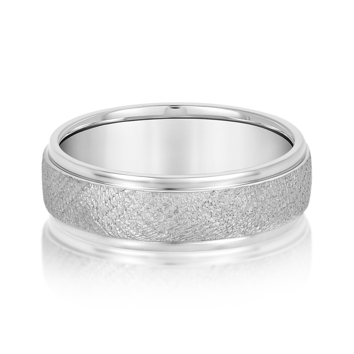 Classic 8 Millimeter Men's Wedding Band in Polished Finish, Diamond Accents SI1-SI2 G-H Quality