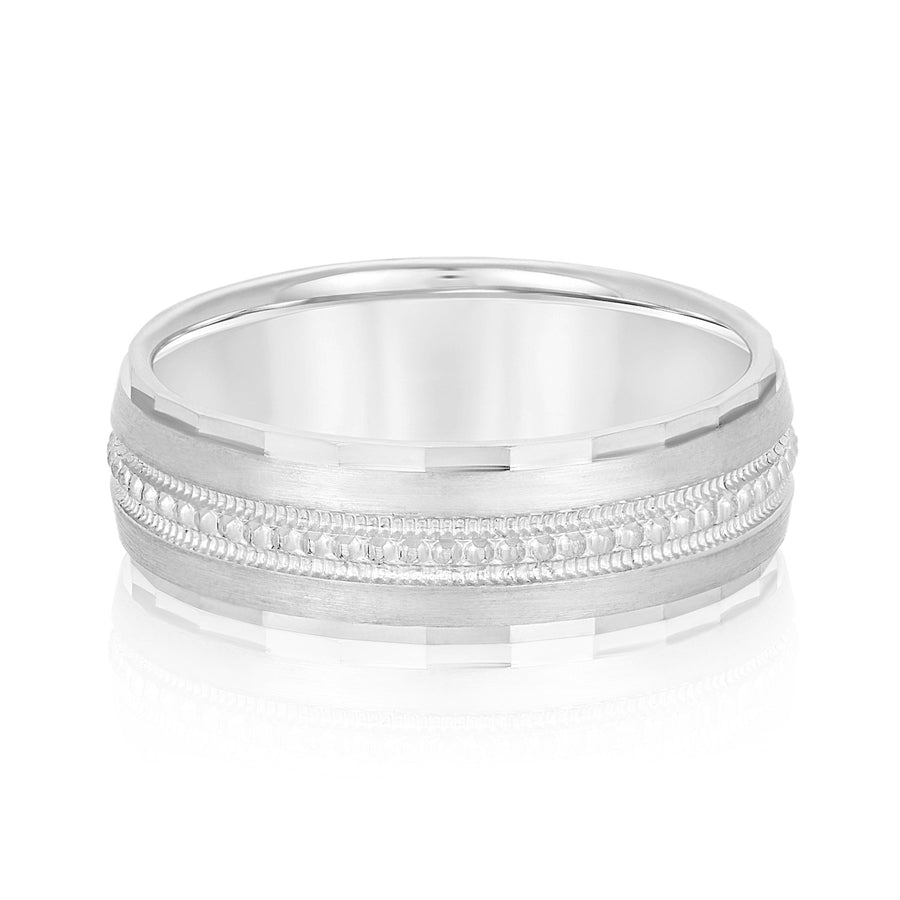 Classic 6 Millimeter Men's Wedding Band in Polished Finish, Diamond Accents SI1-SI2 G-H Quality