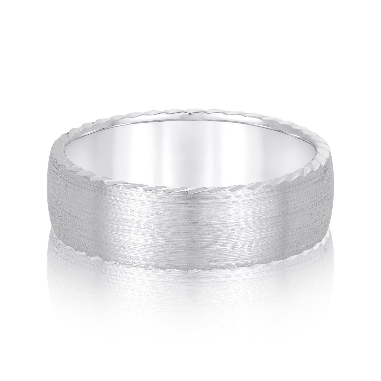 Classic 7 Millimeter Men's Wedding Band in Polished Finish with SI1-SI2 G-H Diamonds