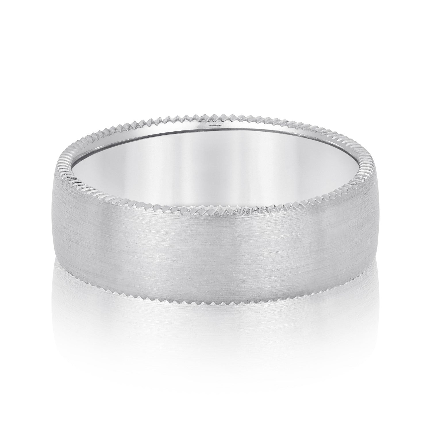 Classic 7 Millimeter Men's Wedding Band in Polished Finish with SI1-SI2 G-H Diamonds