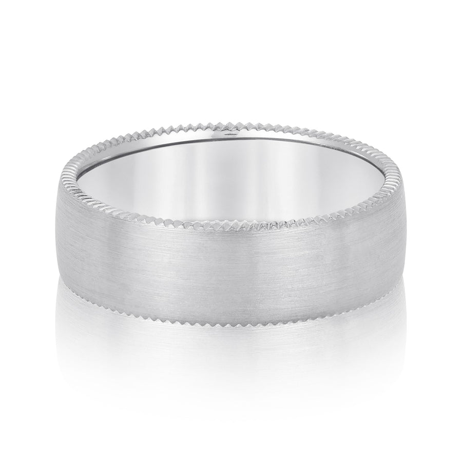 Classic 7 Millimeter Men's Wedding Band in Polished Finish with SI1-SI2 G-H Diamonds