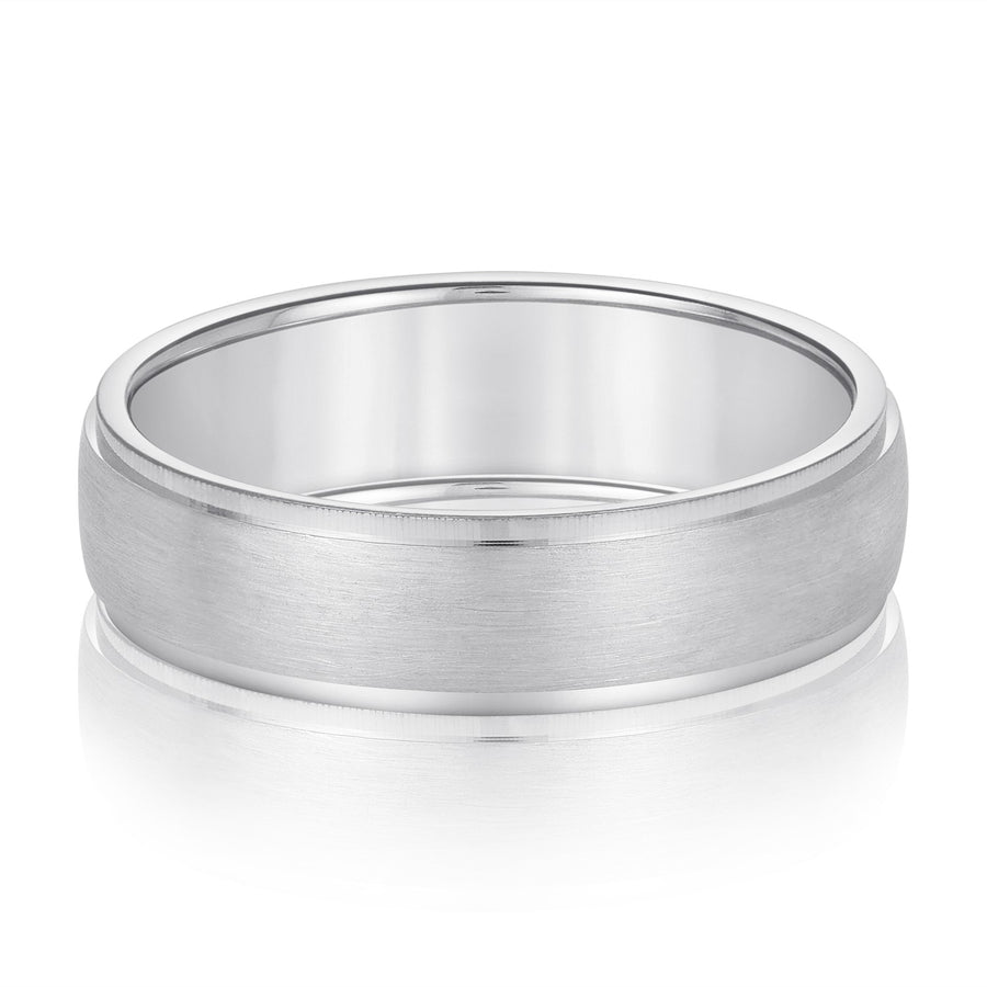 Classic 8 Millimeter Men's Wedding Band in Polished Finish with SI1-SI2 G-H Diamonds