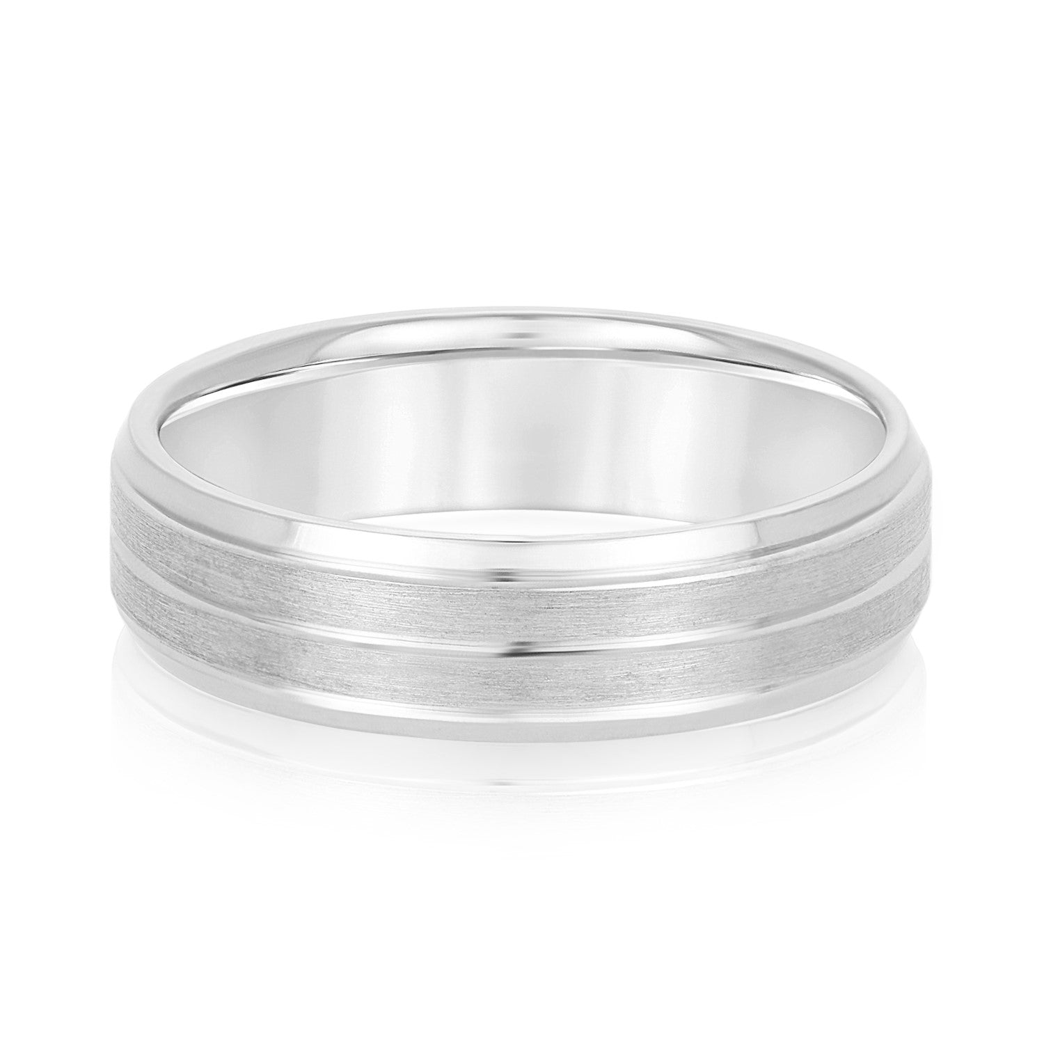Classic 7 Millimeter Men's Wedding Band in Polished Finish with SI1-SI2 G-H Diamonds