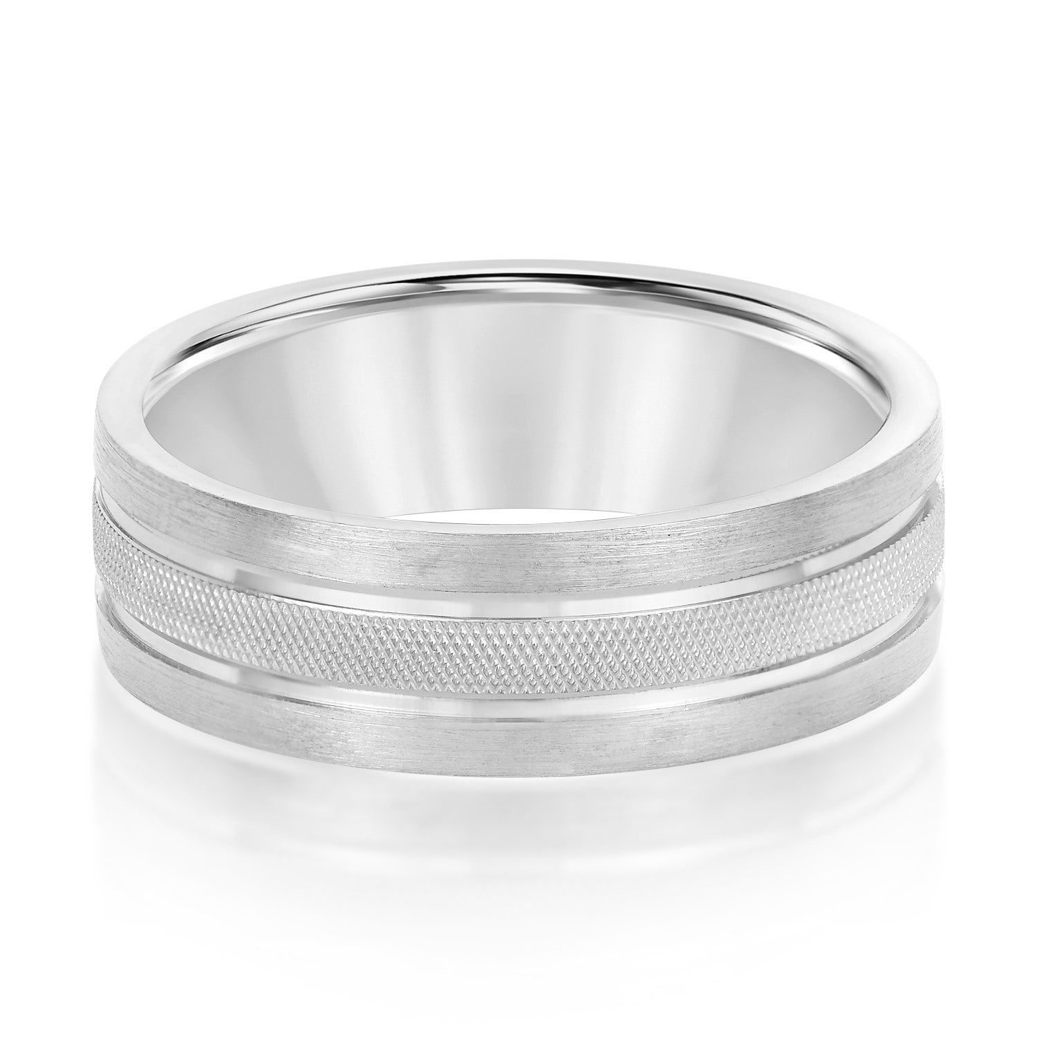Classic 8 Millimeter Men's Wedding Band in Polished Finish with SI1-SI2 G-H Diamonds