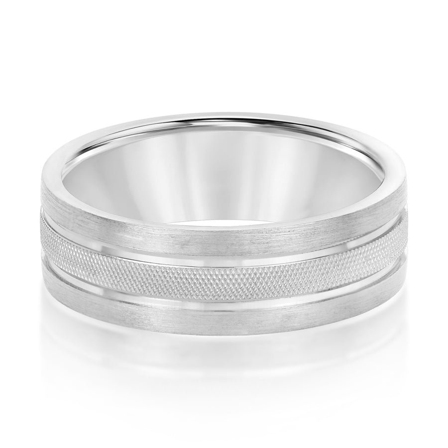 Classic 8 Millimeter Men's Wedding Band in Polished Finish with SI1-SI2 G-H Diamonds
