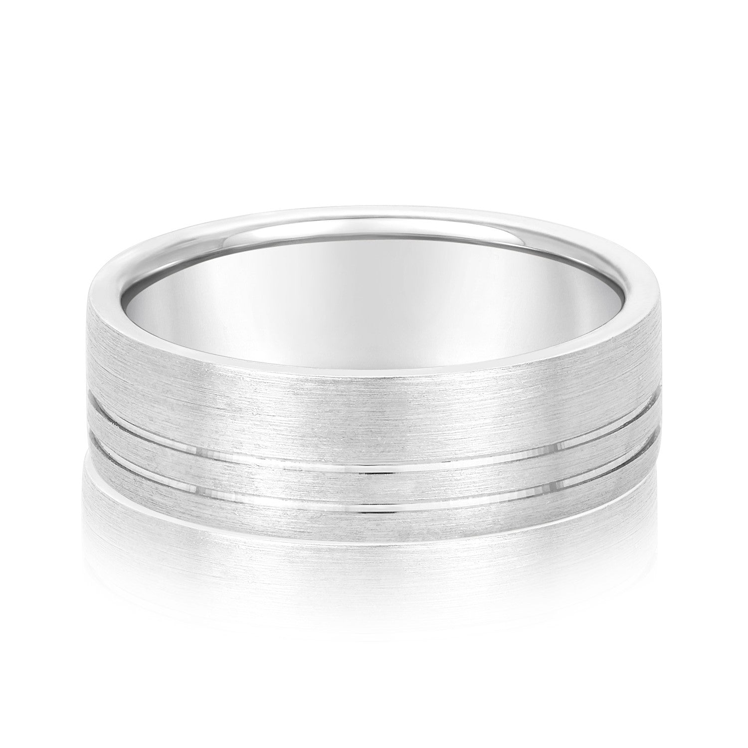 Classic 8 Millimeter Men's Wedding Band in Polished Finish with SI1-SI2 G-H Diamonds