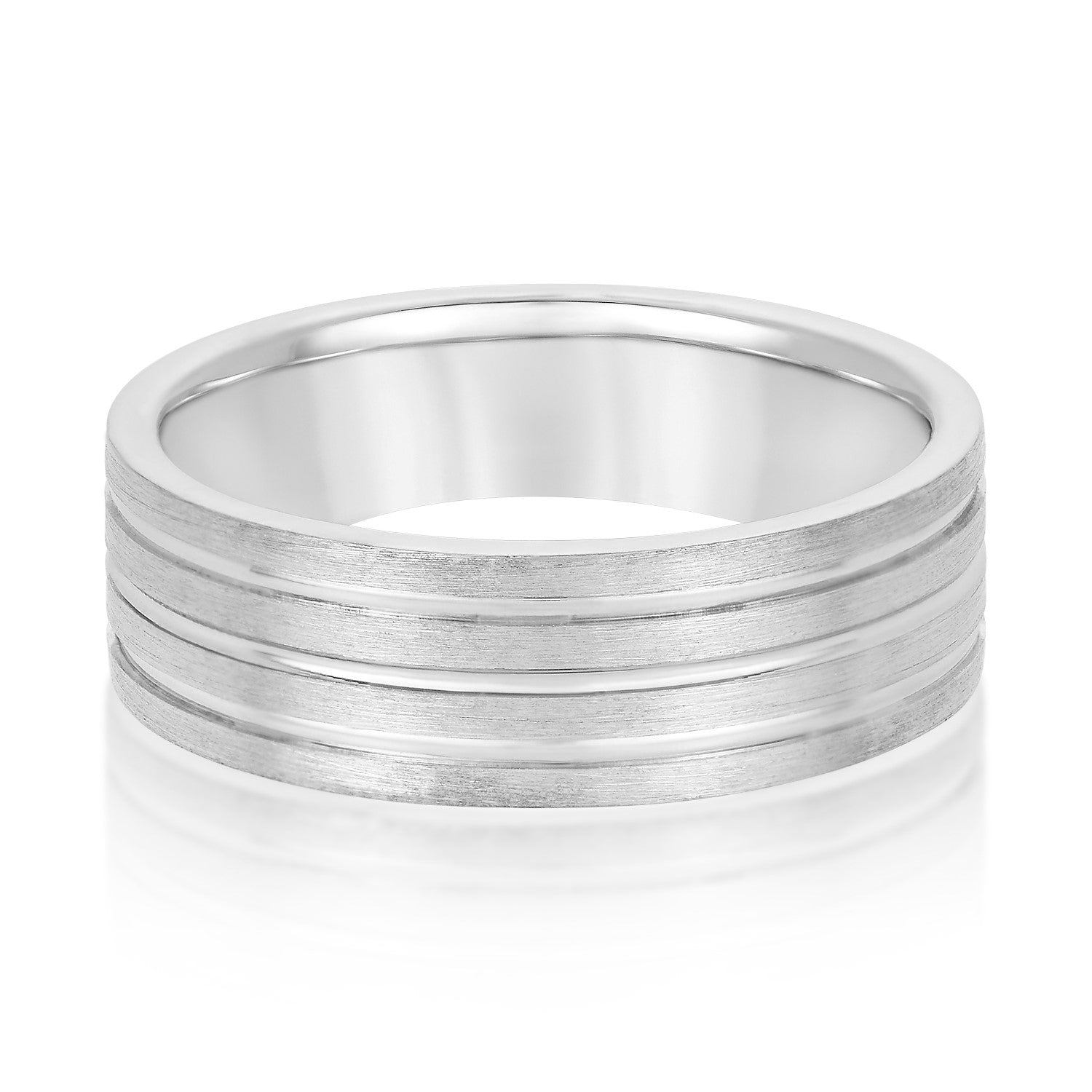 Classic 8 Millimeter Men's Wedding Band in Polished Finish with SI1-SI2 G-H Diamonds