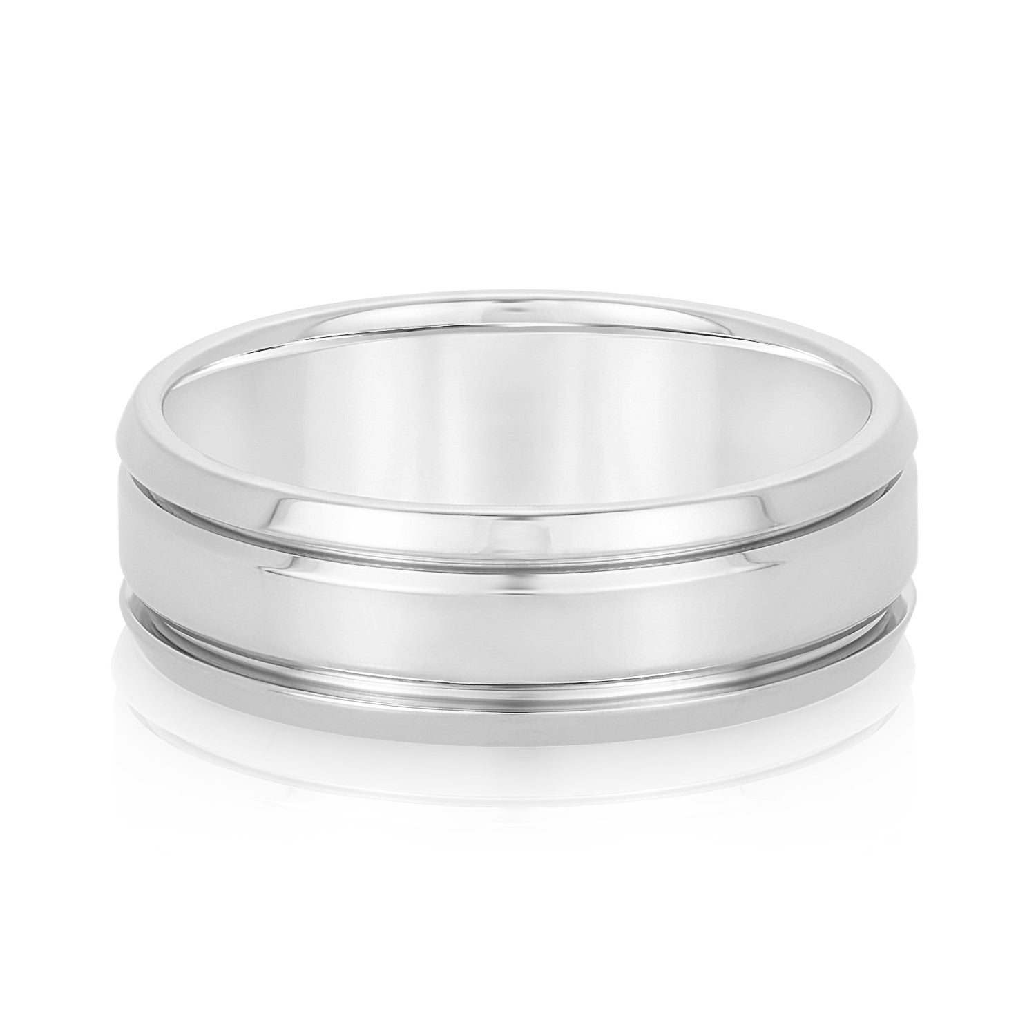 Classic 8 Millimeter Men's Wedding Band in Polished Finish with SI1-SI2 G-H Diamonds