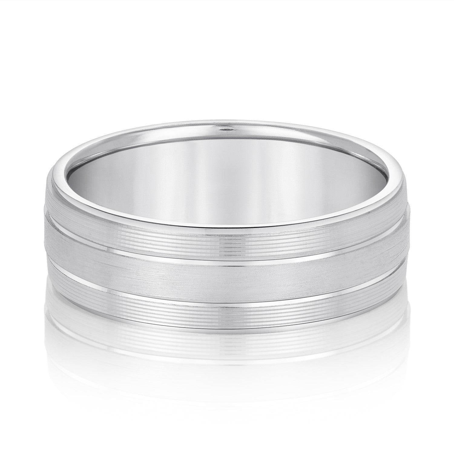 Classic 8 Millimeter Men's Wedding Band in Polished Finish with SI1-SI2 G-H Diamonds