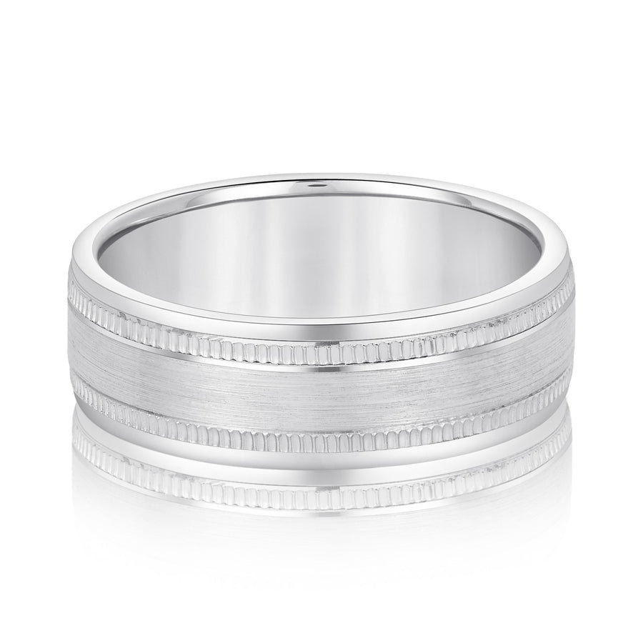 Lightweight 7mm Men's Wedding Band Ring in Polished Finish with SI1-SI2 G-H Diamonds