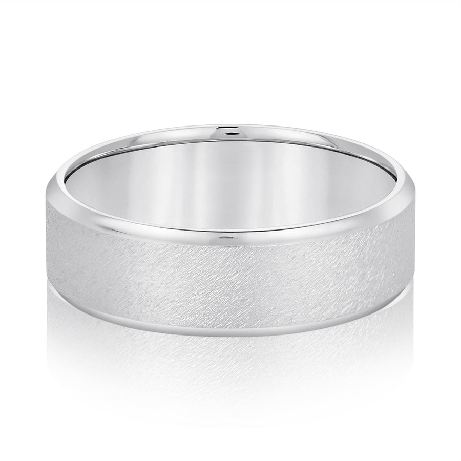 Classic 8 Millimeter Men's Wedding Band in Polished Finish with SI1-SI2 G-H Diamonds