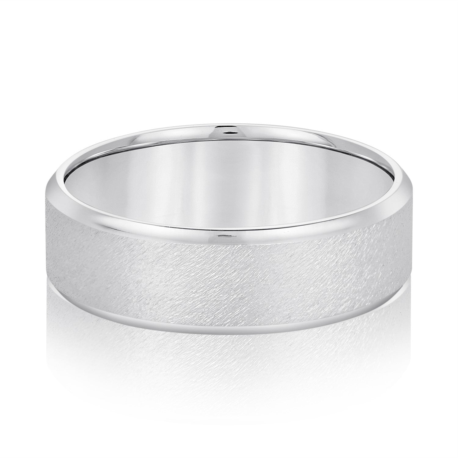Classic 7 Millimeter Men's Wedding Band in Polished Finish - SI1-SI2 Diamond Accents