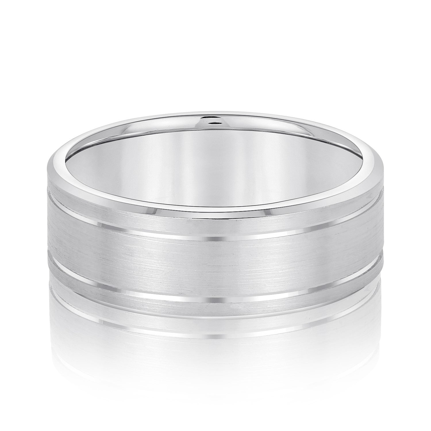 Classic 7 Millimeter Men's Wedding Band in Polished Finish with SI1-SI2 G-H Diamonds