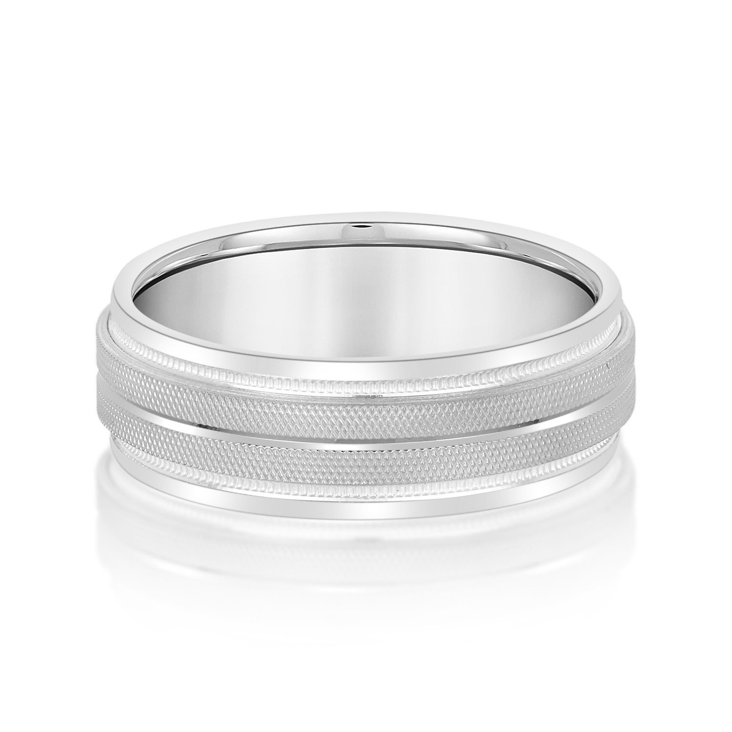 Classic 7mm Men's Wedding Band in Polished Finish with SI1-SI2 G-H Diamonds