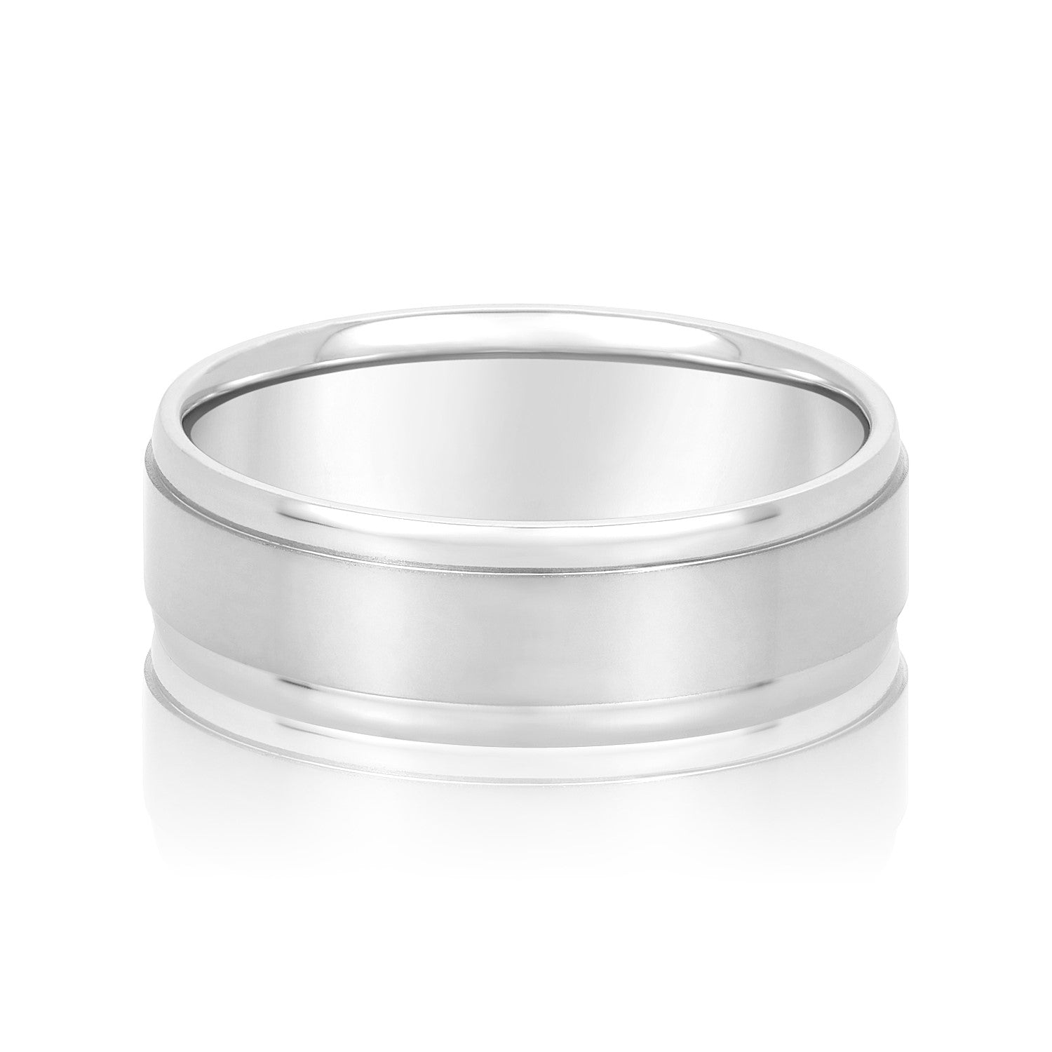 Classic 8 Millimeter Men's Wedding Band in Polished Finish with SI1-SI2 G-H Diamonds
