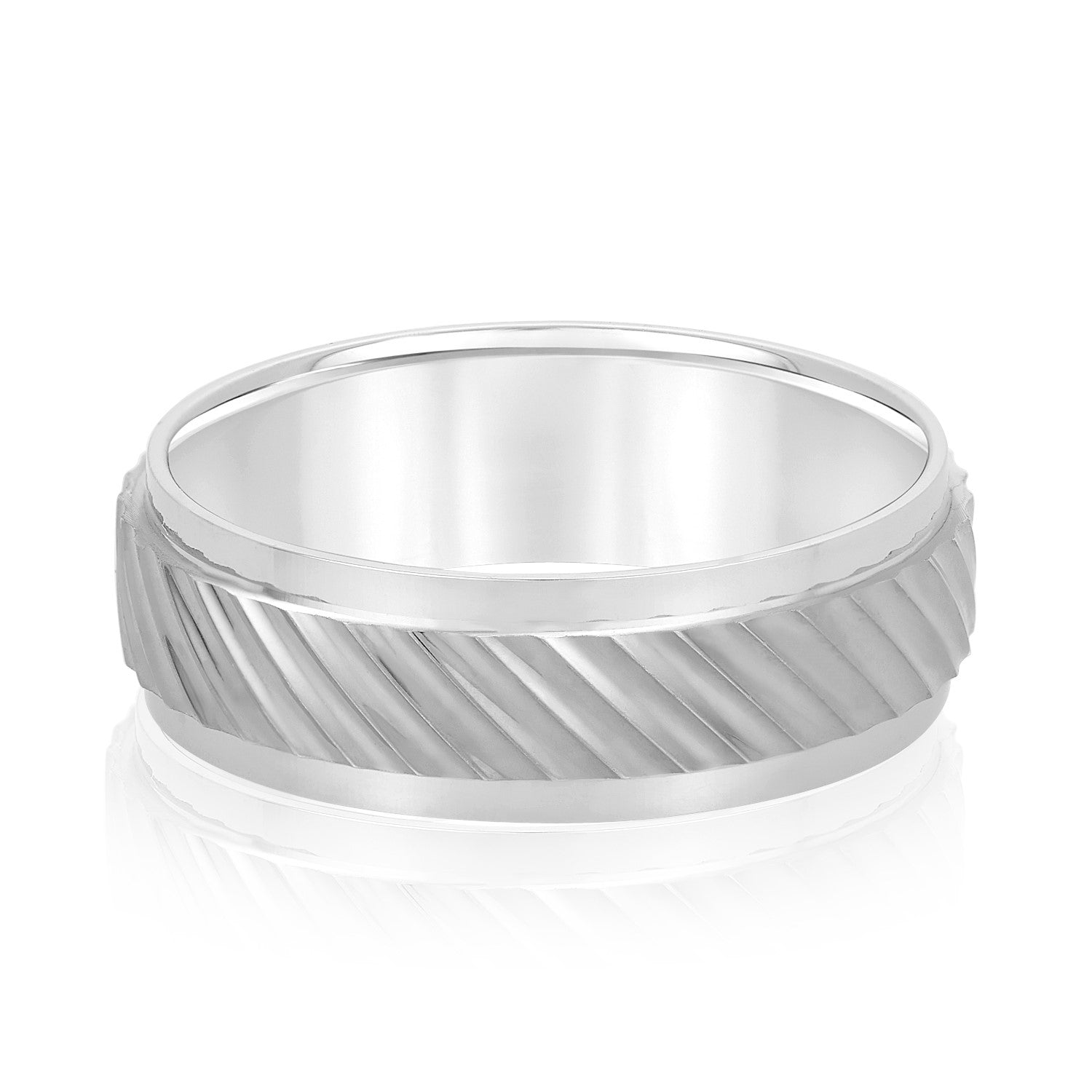 Classic 7 Millimeter Men's Wedding Band in Polished Finish - SI1-SI2 G-H Diamonds