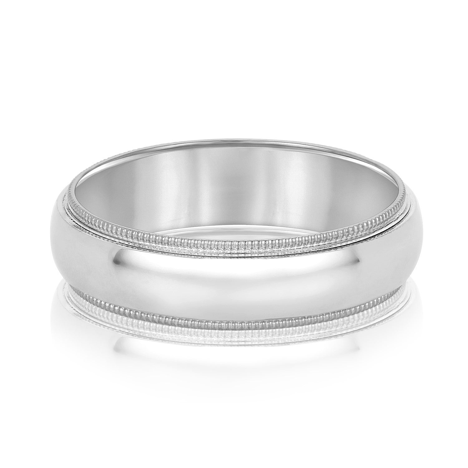 Classic 5 Millimeter Men's Wedding Band in Polished Finish, Diamond Accents SI1-SI2 G-H Quality